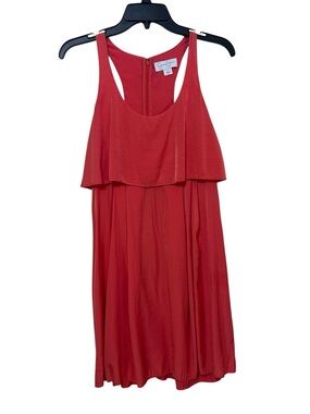 Jessica Simpson Coral Pink Layered Popover Mini Dress Size 2